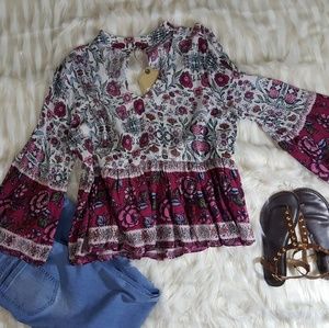 TrueCraft Floral xl Choker Style Blouse